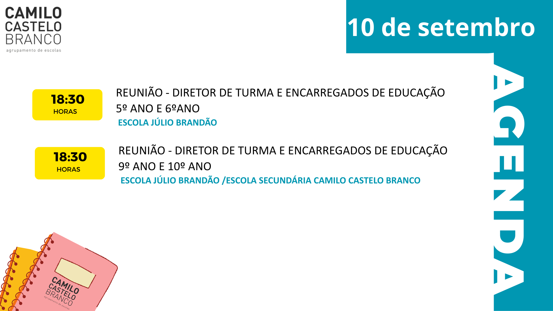 Ano Letivo 2025-26 – Agenda dia 10 setembro