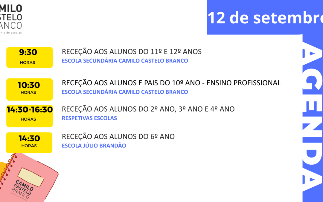 Ano Letivo 2025-26 – Agenda dia 12 setembro