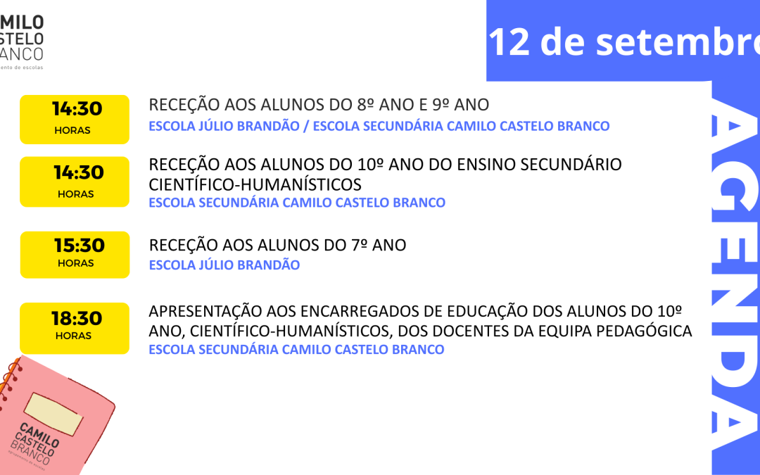 Ano Letivo 2025-26 – Agenda dia 12 setembro