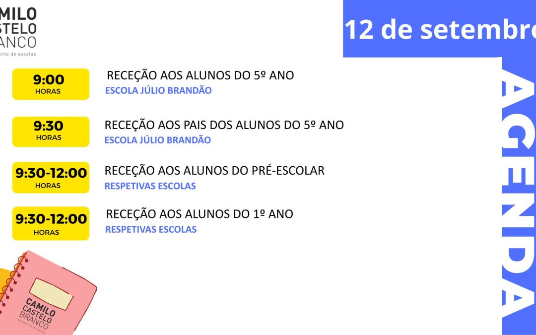 Ano Letivo 2025-26 – Agenda dia 12 setembro